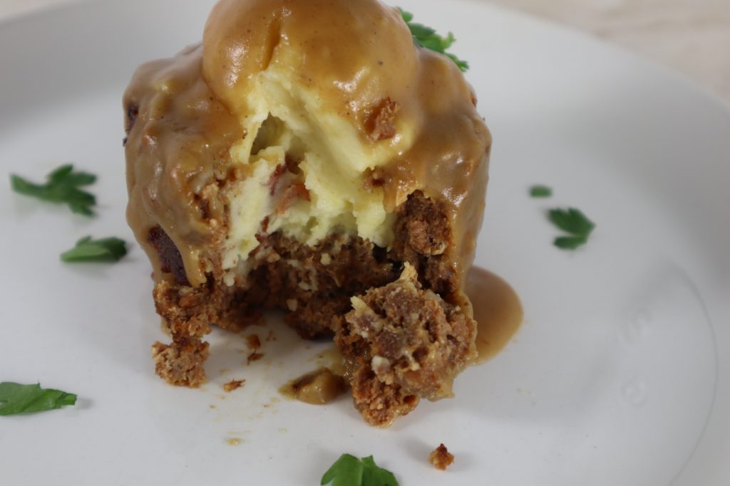 meatloaf bowl with mashed potato and gravy
